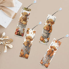 4Pcs Special Shape Flowers Mushroom DIY Bookmarks Diamond Painting Kits Diamond Art Bookmark with Pendant for Adults Beginners