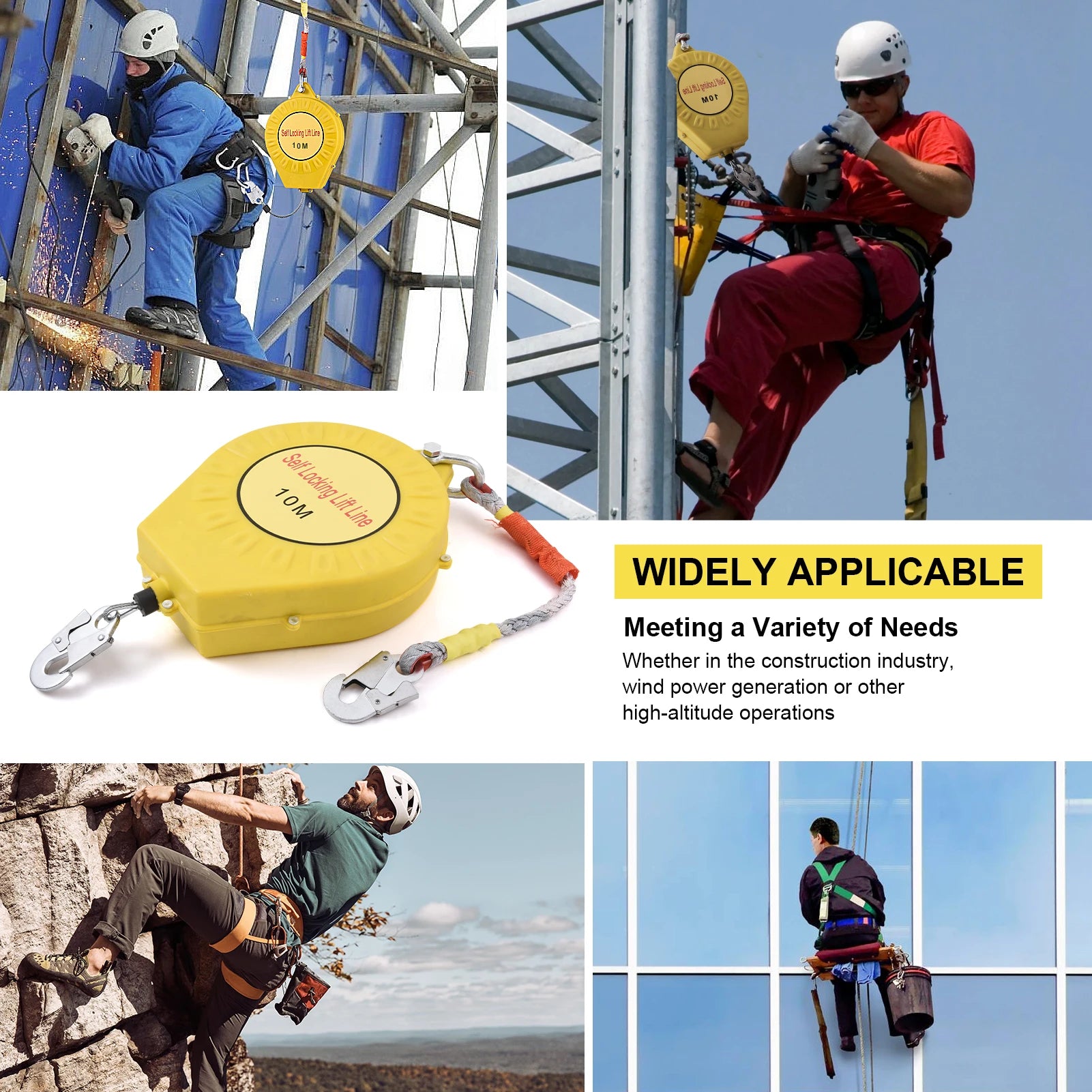 Fall Arrester 32 Ft Roofing Lifeline Safety Gear Automatic Retractable Tether Safety Harness Construction
