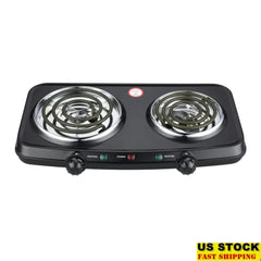 Portable Double Burner Hot Plate 1800W Compact Electric Cooking Stove Adjustable Temperature Rubber Feet User Friendly Kitchen