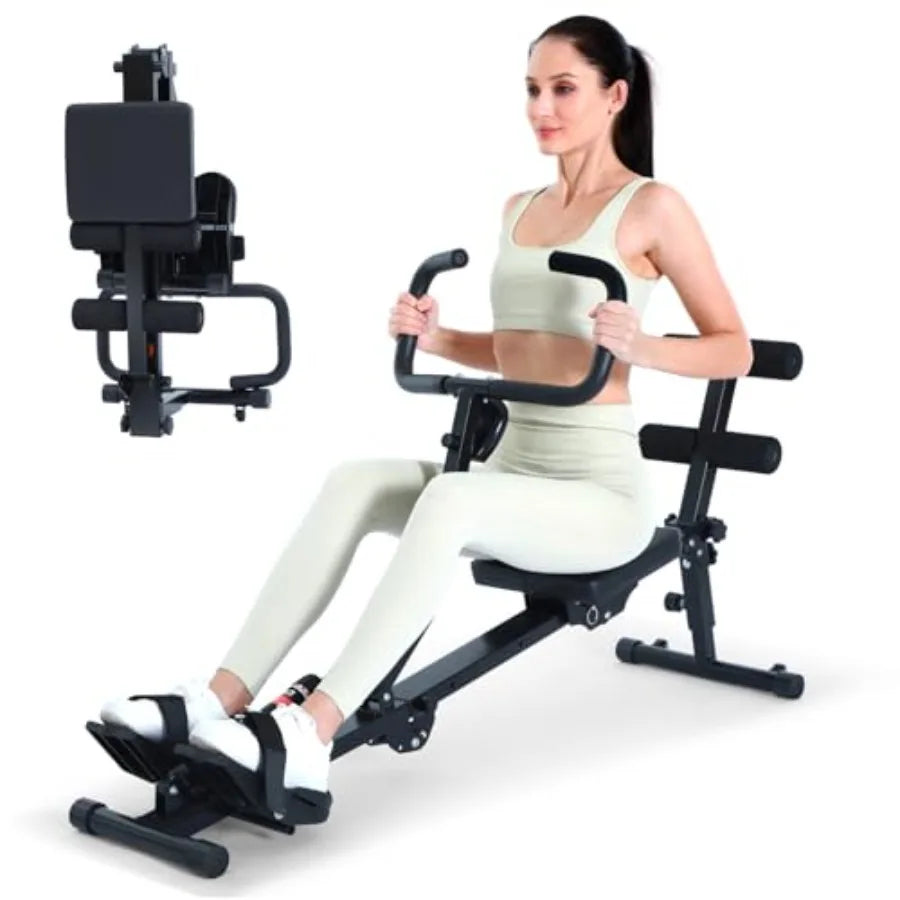 Rower Machine for Home Foldable Hydraulic Rowing Machine with 12-Level Resistance - Multi Functional Row Machine Equipped with C
