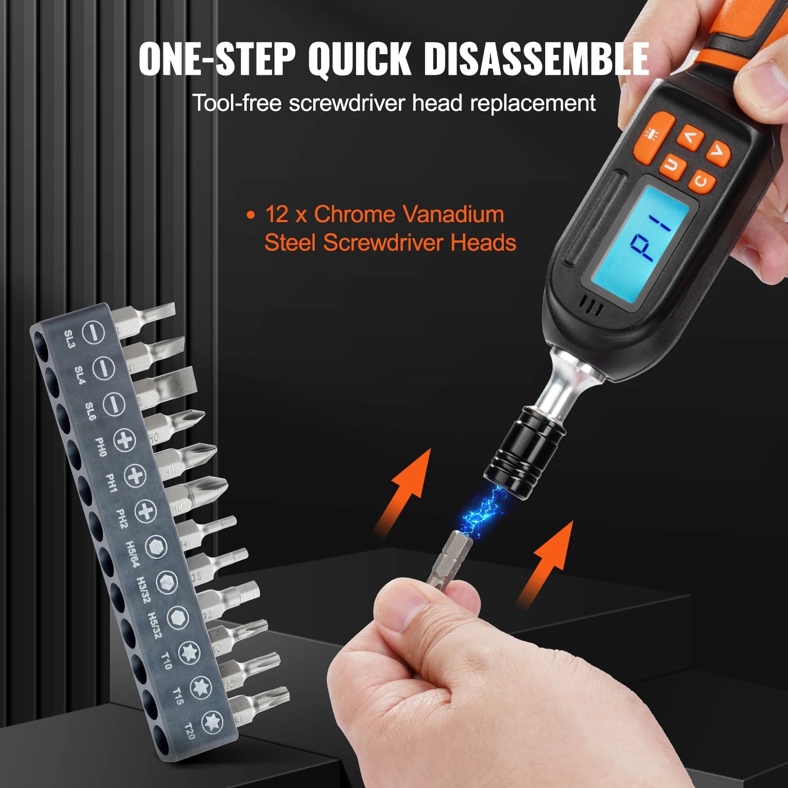 SucceBuy 1/4" Digital Torque Screwdriver Drive Screwdriver Torque Wrench with Bits& Case Electrician Torque Screwdriver with LCD
