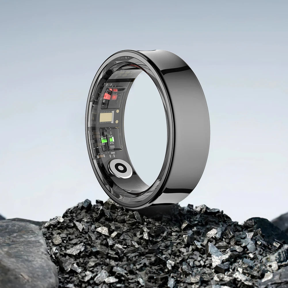 R09 Smart Ring Waterproof Fitness Tracker Heart Rate Blood Oxygen Sleep Monitoring with Charging Case for Xiaomi Samsung Phone
