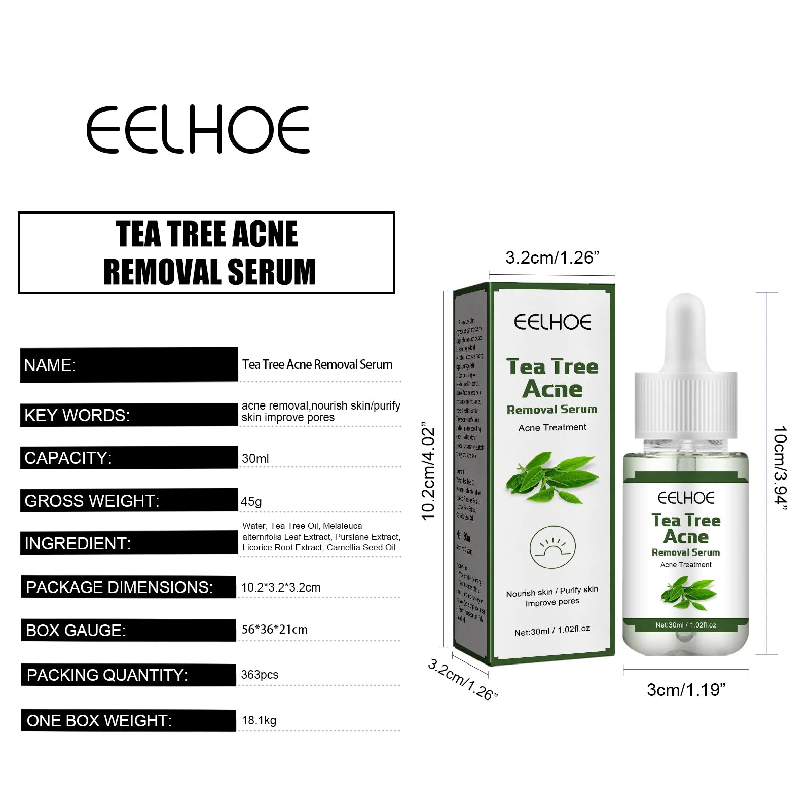 EELHOE Tea Tree Acne Repair Essence To Remove Acne, Nourish The Skin