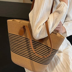 Straw bag bag women's summer inswind new beach seaside outdoor travel vacation large capacity shoulder bag