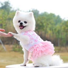 Floral Dog Dress for Small Breeds - Woven Polyester, Pullover Style, Breathable Pet Apparel for Dogs & Cats, Perfect for Toy & M