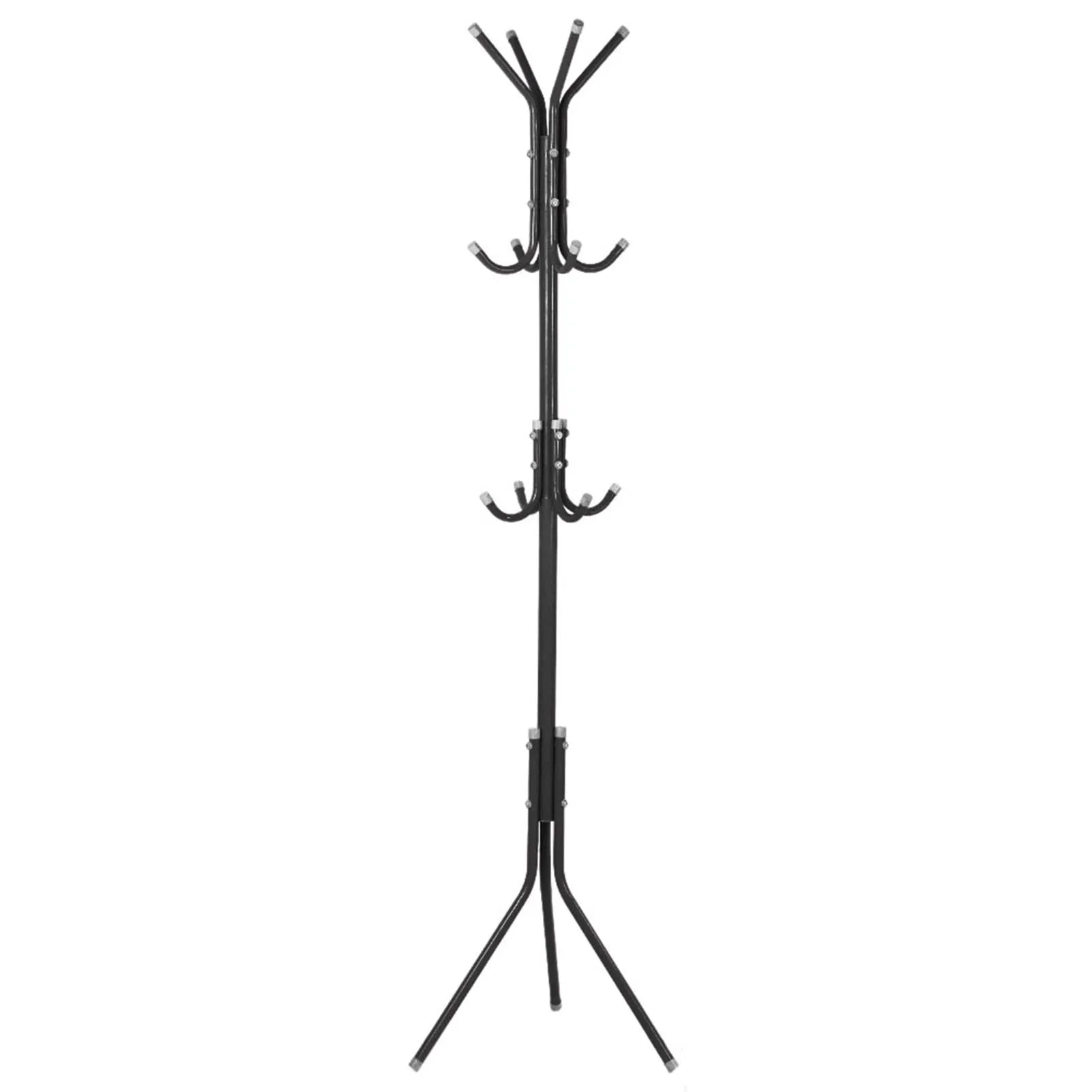 Multi Hook Metal Coat Hat Rack Tree Stand Clothes Bag Hanger Organizer Steel + Plastic for Home Bedroom