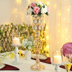 2/10 Piece Set Metal Diamond Crystal Vase, 24 Inch Gold Multi-Purpose Tall Flower Stand, Wedding Centerpiece Birthday Party Home