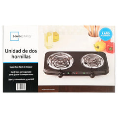 Portable Double Burner Hot Plate 1800W Compact Electric Cooking Stove Adjustable Temperature Rubber Feet User Friendly Kitchen