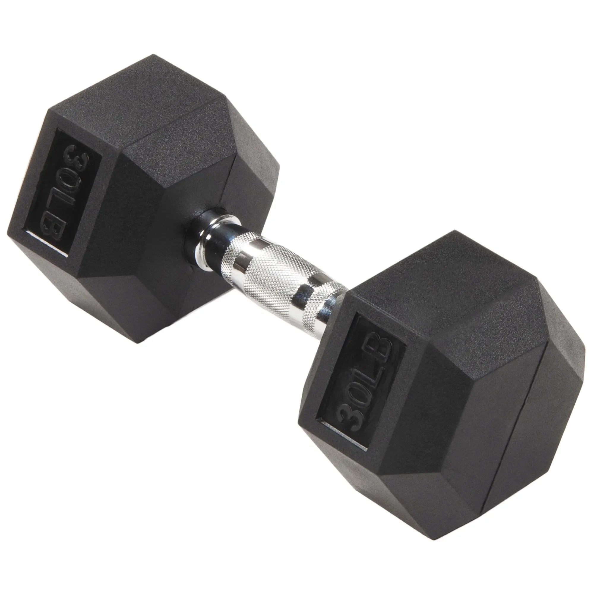 Rubber Hex Dumbbell, Anti-Roll, 30LB, Noise Reduction, Home Gym Equipment for Men/Women