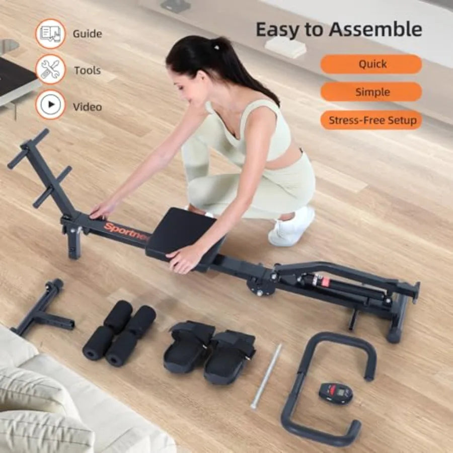 Rower Machine for Home Foldable Hydraulic Rowing Machine with 12-Level Resistance - Multi Functional Row Machine Equipped with C
