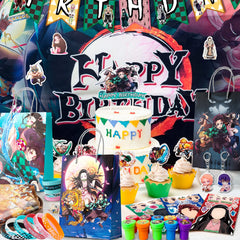 Anime Demon Slayer Party Favors,110pcs Demon Slayer Theme Favors Set-Demon Slayer Goodie Bags Stickers Wrisband Seal Badge etc
