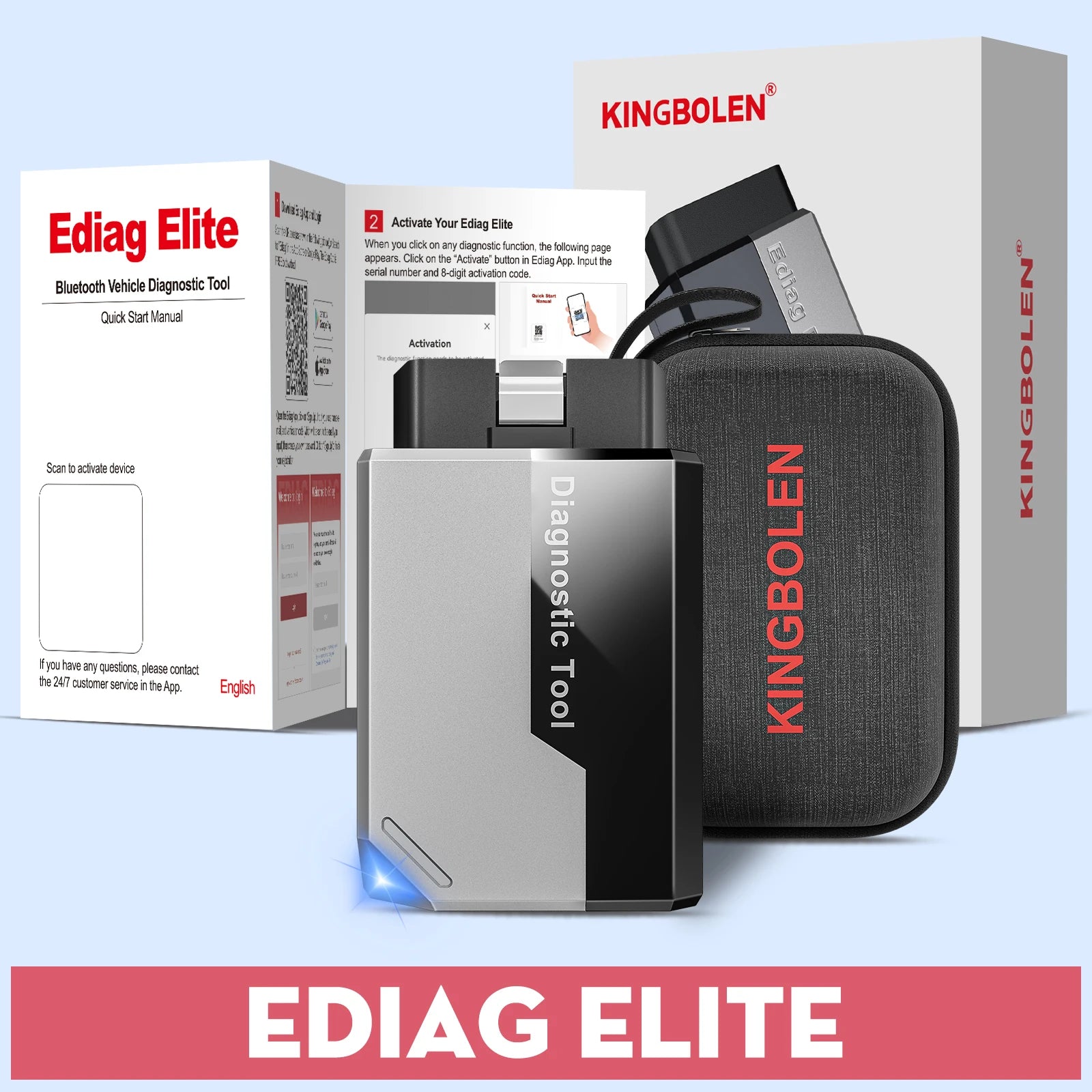 KINGBOLEN EDIAG ELITE OBD2 All Systems Auto Scanner 15 Resets Diagnostic Tool Bi-directional Control Scan Lifetime Free Update