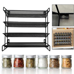 4 Tier Seasoning Organizer Space-Saving Metal Kitchen Countertop Organizer Seasoning Shelf for Kitchen Cabinet Countertop