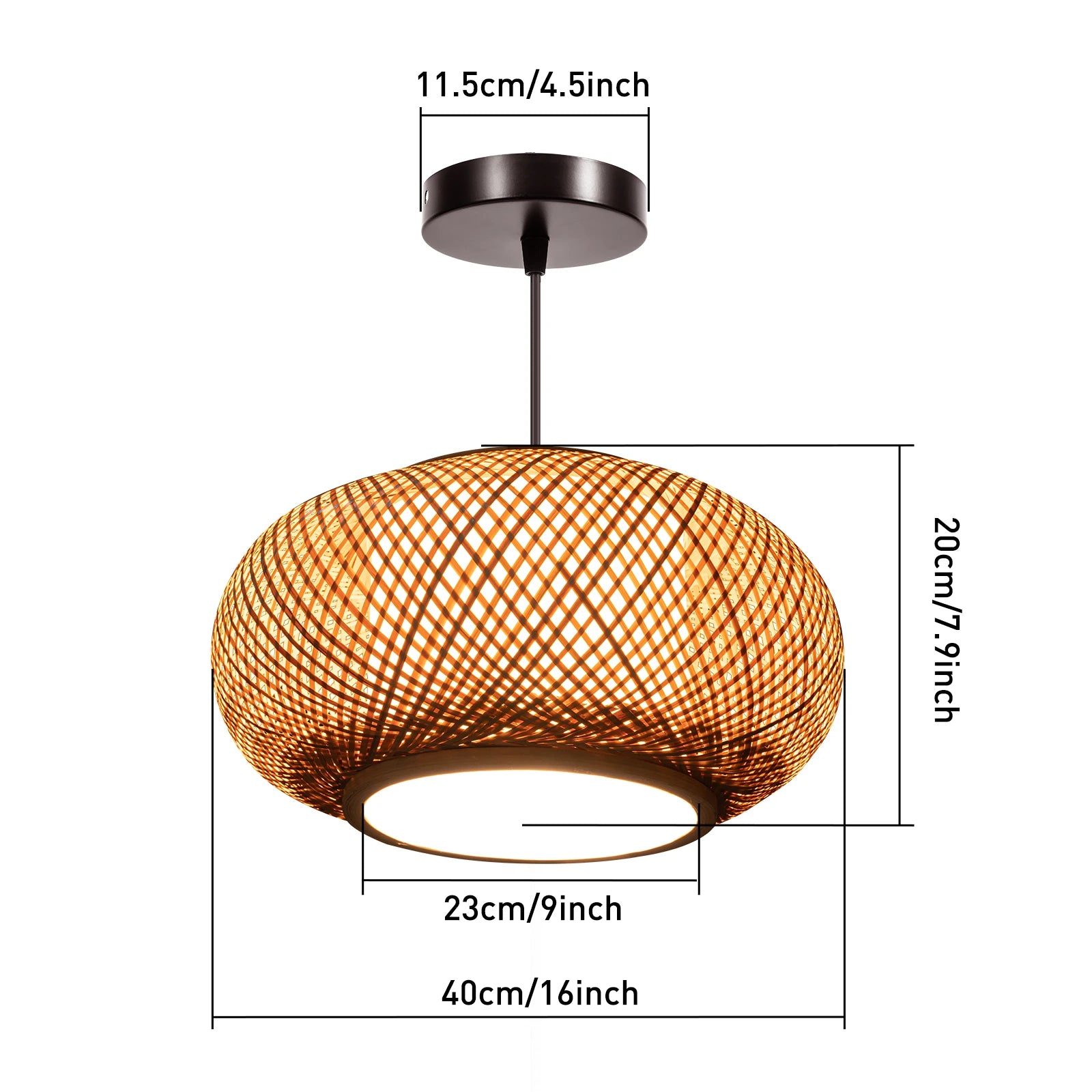 Decorative LED Bamboo Pendant Lamp Vintage Wicker Lampshade Hanging Light Hand-Woven Chandelier Home Decor Lamp