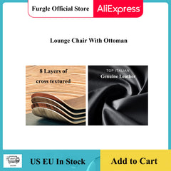 Replica Tall Version Genuine Leather Chaise Lounges Chair and ottoman for Living Room Bedroom Sofa Balcony Studio Armchair