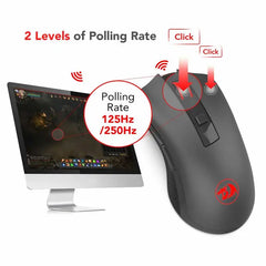 Redragon M652 Optical 2.4G Wireless Mouse with USB Receiver, Portable Gaming & Office Mice, 5 Adjustable DPI Levels