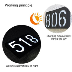 LED Solar House Number Outdoor Address Sign Light Exterior House Number Digital Flat Number Luminous Numbers Villa Custom Sign