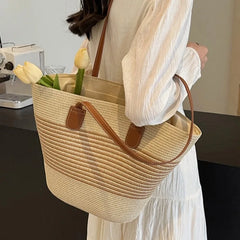 Straw bag bag women's summer inswind new beach seaside outdoor travel vacation large capacity shoulder bag