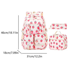 3 Piece Set Kids Backpack with Lunch Box & Pencil Case Lightweight School Backpack for Elementary Middle School Student Girls