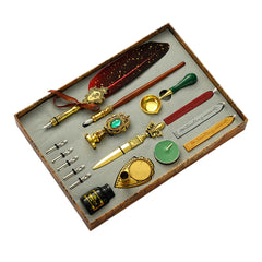 Retro Feather Pen Writing Ink Set Creative Exquisite Feather Dip Fountain Pen Sets Stationery Crafts Gifts for Student DIY