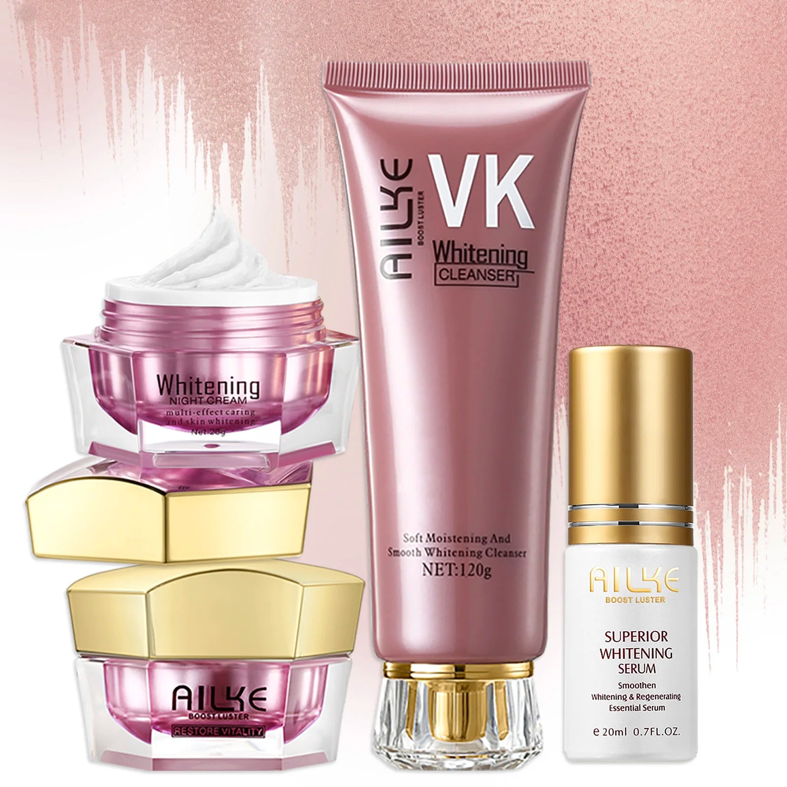 AILKE Lightening Cream, Antioxidant, Glowing, Reduce Spots, For Black, Dark Skin, Whitening Face Care Set for All Skin Types