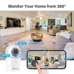 Jennov 2PCS Pet Camera Dog Cat Camera 360°/3MP with Mobile App WiFi Baby Camera Monitor for Home Indoor Security