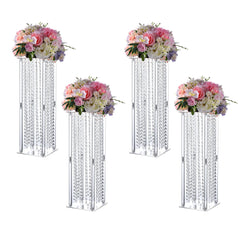 4Pcs Wedding Flower Stand Clear Floor Vase Geometric Centerpiece Vase for Party Home Decor (23.6" Tall)