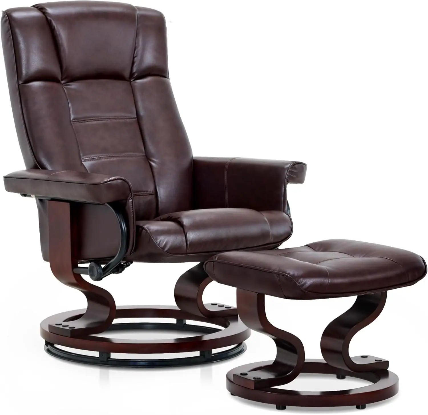 Swivel Recliner and Ottoman Set for Compact Spaces: Ideal for RV, Living Rooms, Bedrooms, and Offices in Faux Leather
