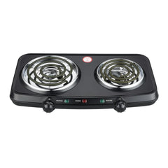 Portable Double Burner Hot Plate 1800W Compact Electric Cooking Stove Adjustable Temperature Rubber Feet User Friendly Kitchen