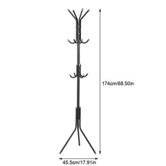 Multi Hook Metal Coat Hat Rack Tree Stand Clothes Bag Hanger Organizer Steel + Plastic for Home Bedroom
