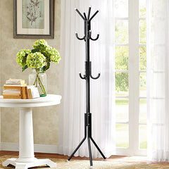Multi Hook Metal Coat Hat Rack Tree Stand Clothes Bag Hanger Organizer Steel + Plastic for Home Bedroom
