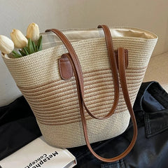 Straw bag bag women's summer inswind new beach seaside outdoor travel vacation large capacity shoulder bag