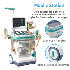 Doctor Kit for Kids Pretend Medical Station Set Mobile Cart with Sound and Light Kids Doctor Kit for Toddlers 3-8 Birthday Gifts