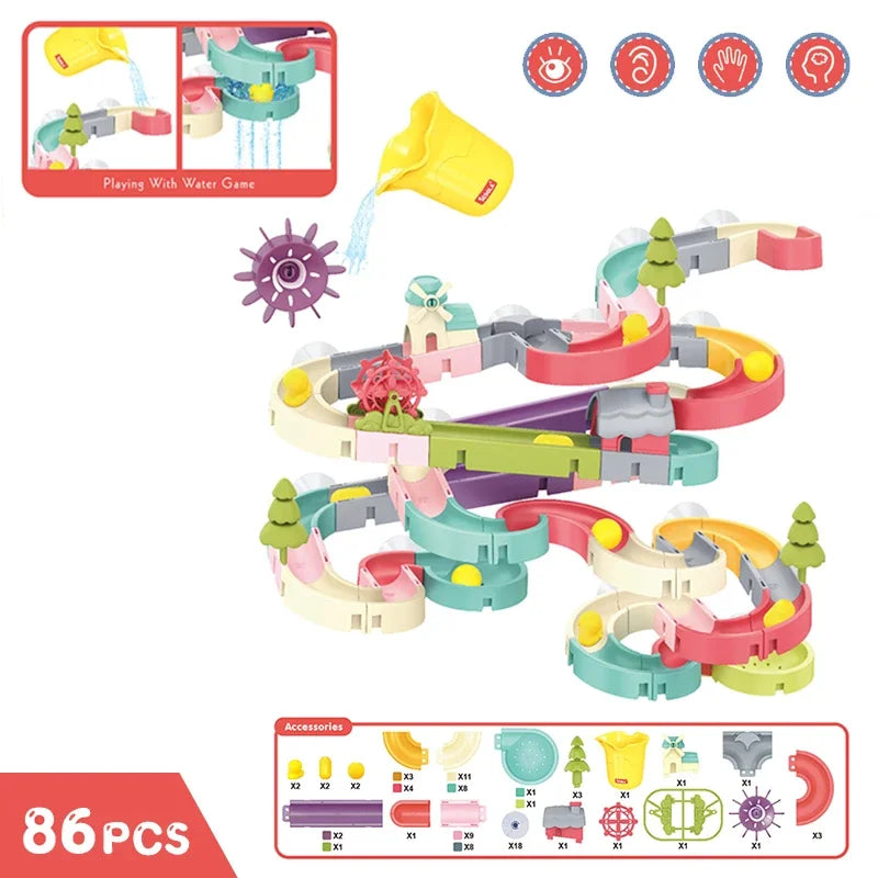 Baby Bath Toys DIY Slide Track Pipeline Yellow Ducks Bathroom Bathtub Play Shower Water Educational Toys For Kids Birthday Gift