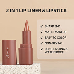 Liner Lipstick 6Colors Matte Black Brown Velvet Lipstick Waterproof Non Sticky Contouring Tint Lipliner Crayon Lip Makeup