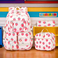 3 Piece Set Kids Backpack with Lunch Box & Pencil Case Lightweight School Backpack for Elementary Middle School Student Girls