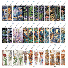 4Pcs Special Shape Flowers Mushroom DIY Bookmarks Diamond Painting Kits Diamond Art Bookmark with Pendant for Adults Beginners