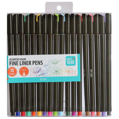 Fine Liner Pens 18 Count Assorted Colors Non-Toxic Fine Tip Smudgeproof Acetate Ink Art Supplies Drawing Journal Stationery