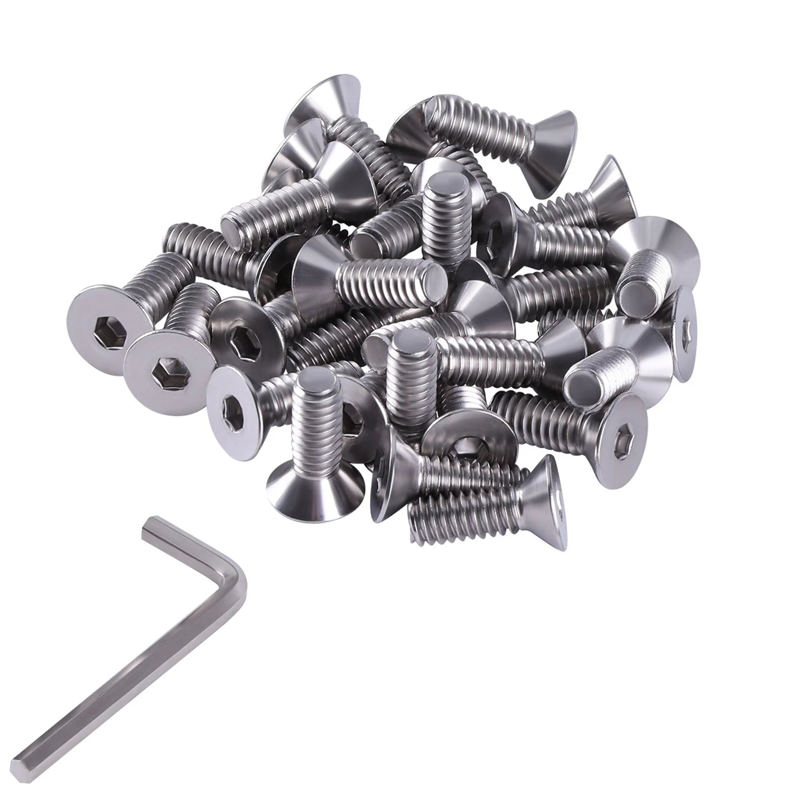 30pcs Stainless Steel 304 Countersunk Head Hexagon Socket Screw, Flat Head Hexagon Socket Screw Bolt # 1/4-20 X 3/4“