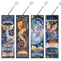 4Pcs Special Shape Flowers Mushroom DIY Bookmarks Diamond Painting Kits Diamond Art Bookmark with Pendant for Adults Beginners