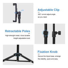 Portable Tablet Tripod Floor Stand Mobile Phone Holder Height Adjustable 360 Rotating for 4.5-12.9 Inch Phone and Tablet