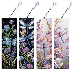 4Pcs Special Shape Flowers Mushroom DIY Bookmarks Diamond Painting Kits Diamond Art Bookmark with Pendant for Adults Beginners