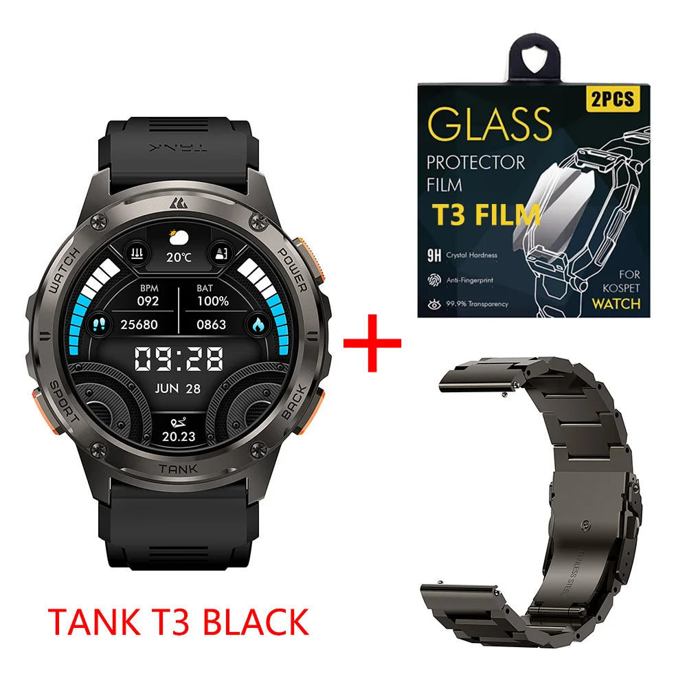 2024 Original AMAZTIM TANK T3 Smartwatches For Men AMOLED Smart Watches Women 500mAh Fitness Waterproof Sport Electronic Watch