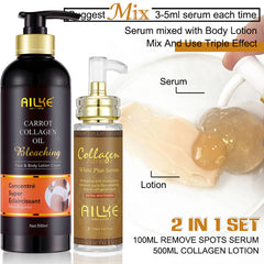 AILKE Collagen Women Skin Care Set, Moisturizing, Whitening, Youther, Remove Freckle, Dark and Black Spots, Skin Lightening Kit