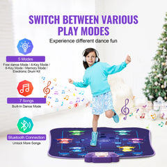 SucceBuy 6-Button Kids Electronic Dance Mat Dancing Step Play Pad with Bluetooth 5 Game Modes for Girls Toys Birthday Gifts