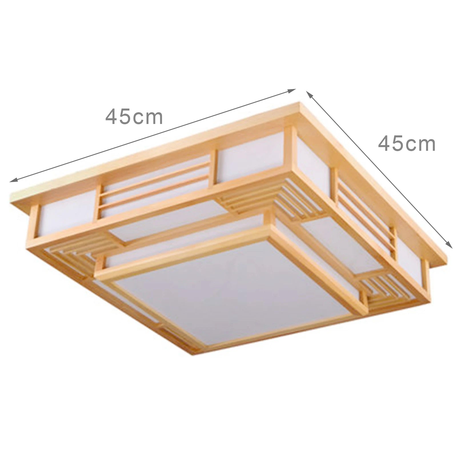 Japan Style Ceiling Lamp Solid Wood Wooden LED Light Flush Mount Ceiling Light with Remote Control For Bedroom Living Room