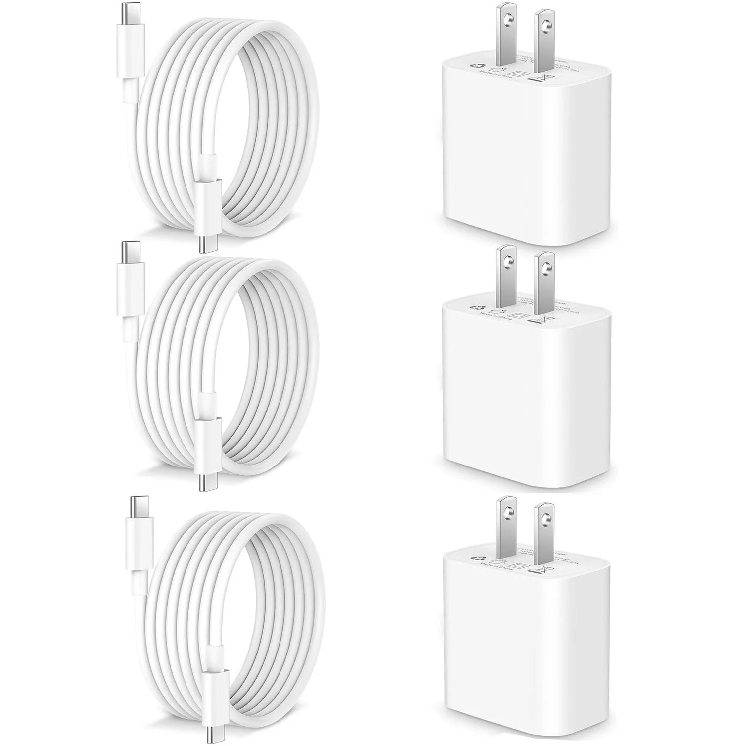 PD 30W Fast Charging Type USB C  Charger with C to C Cable Set for iPhone 15 and Samsung Android Phone--3 Pack