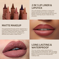 Liner Lipstick 6Colors Matte Black Brown Velvet Lipstick Waterproof Non Sticky Contouring Tint Lipliner Crayon Lip Makeup