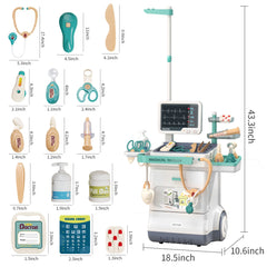 Doctor Kit for Kids Pretend Medical Station Set Mobile Cart with Sound and Light Kids Doctor Kit for Toddlers 3-8 Birthday Gifts