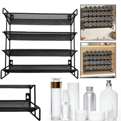 4 Tier Seasoning Organizer Space-Saving Metal Kitchen Countertop Organizer Seasoning Shelf for Kitchen Cabinet Countertop